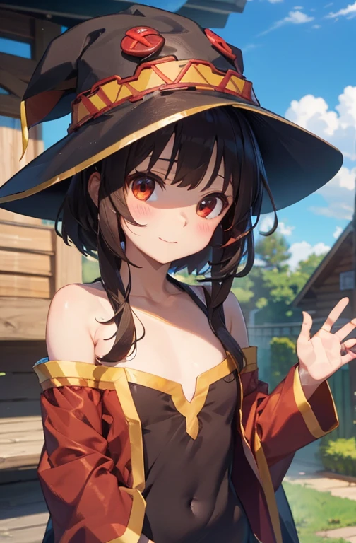 NSFW、Megumin、cute、hat、Wizard&#39;s Clothes、Nipples、pussy、(((Love juice、Sweat)))、hot summer、((Body odor))