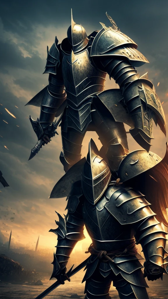 A knight facing a monster 