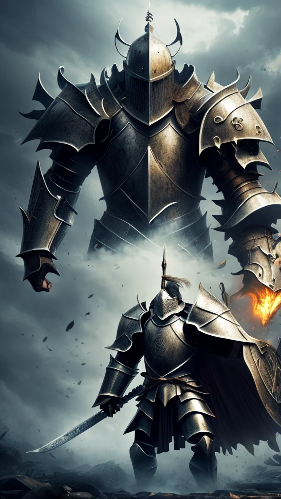 A knight facing a monster