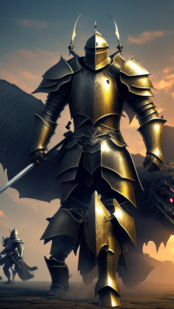 A knight facing a monster