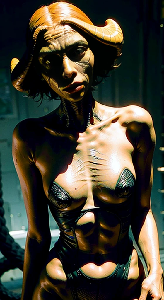 a woman standing next to an alien like creature, human-animal hybrid, masahiro ito, human chimera, humanoid animal, cryptidcore, cgsociety 9, creepy mutant flesh creature, necromorph, centipede, junji ito's uzumaki, snake woman hybrid, lovecraftian creature, quadrupedal, quadruped, twoddle