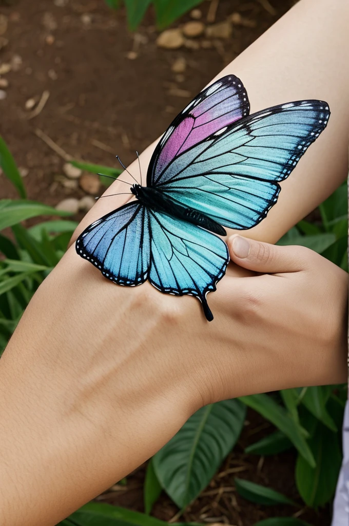 A shield of two pastel colors and I have a butterfly