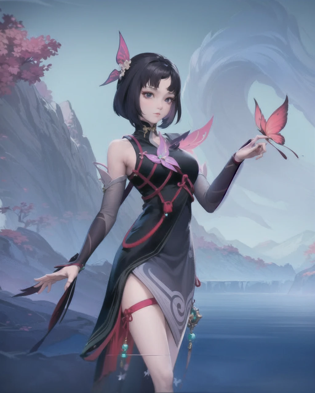 best quality ,masterpiece, illustration, an extremely delicate and beautiful, extremely detailed ,CG ,unity ,8k wallpaper, Amazing, finely detail, masterpiece,best quality,official art,extremely detailed CG unity 8k wallpaper,absurdres, incredibly absurdres, huge filesize , ultra-detailed, highres, extremely detailed,beautiful detailed girl, extremely detailed eyes and face, beautiful detailed eyes,light on face,(Hanfu:1.1),1girl, full body,full-body shot, ru_qun