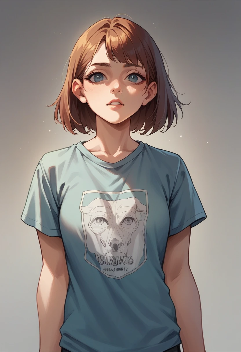 Girl 13 years old without a T-shirt