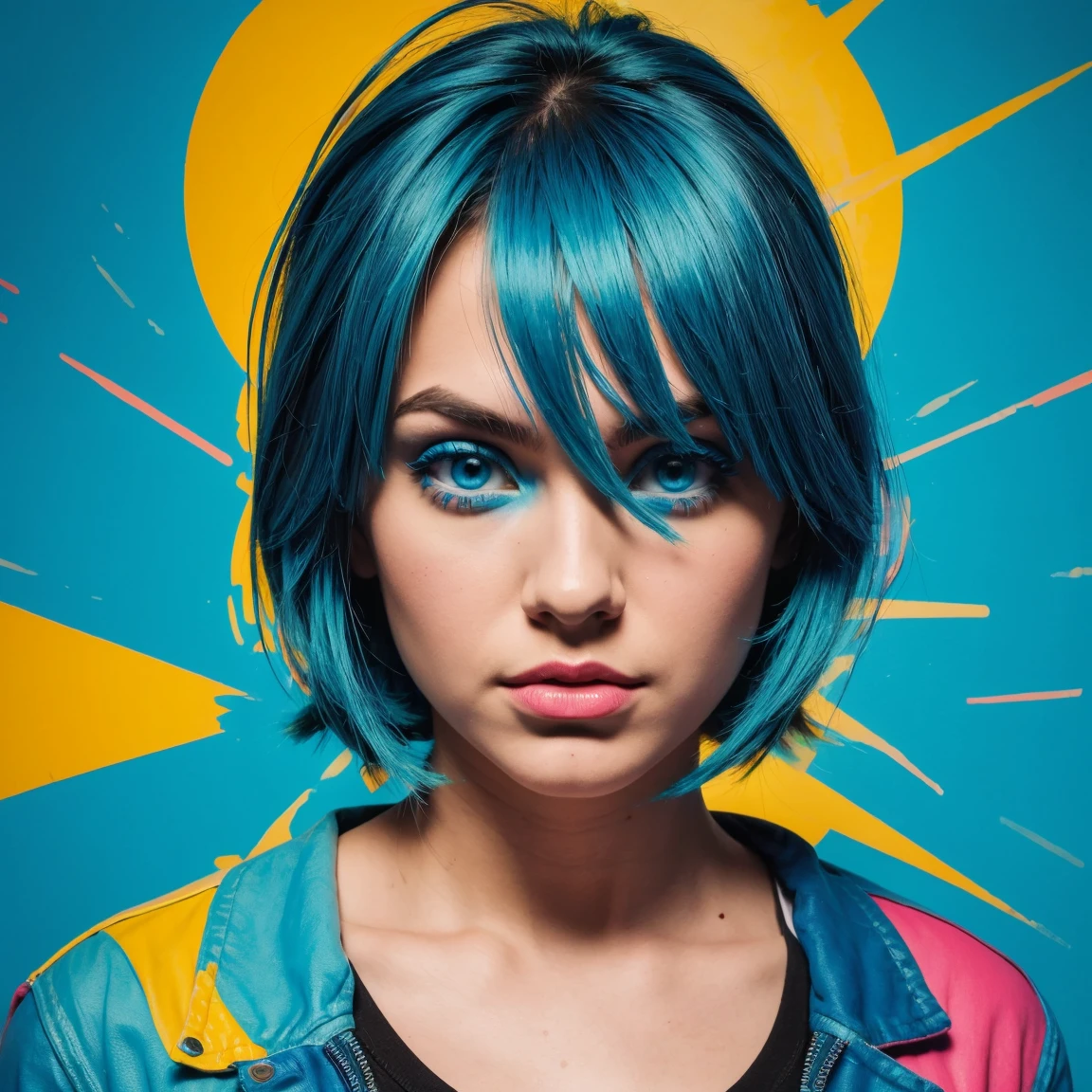 (expressionism artist:1.3), versatile blue and cyan and light dodger blue art design, ideal for stickers, t-shirts, posters, thick wide brush strokes