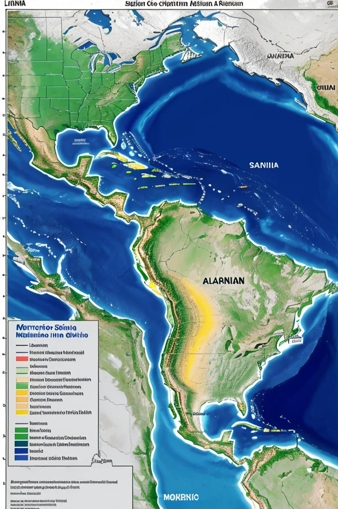 Satellite map that shows the metro train line with all the Latin American countries.