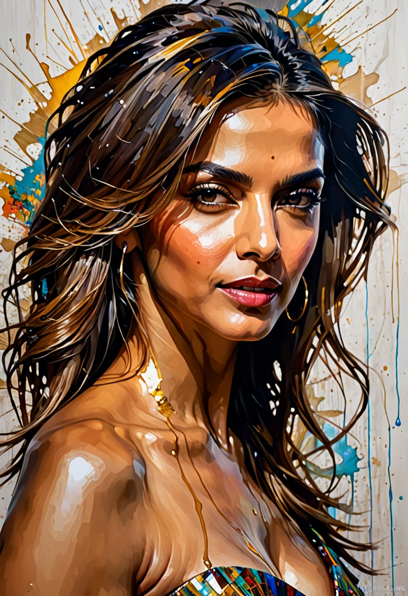 portrait of elegant beautiful Lebanon milf woman, Deepika Padukone, undercut hair, naked, cleavage, big buttock, perfect symmetric eyes, hyper realistic skin texture, realistic, award-winning photograph, rim ambient lighting, 8k, dslr, soft lighting, high quality, film grain, Fujifilm XT3, oil painting, heavy brushstrokes, paint drips, a breathtaking portrait of a Mozart, by Jeremy Mann, Carne Griffiths, Robert Oxley, rich, deep colors,layered image shaded by cells, golden ratio, award winning, professional,highly detailed, intricate, volumetric lighting, gorgeous, masterpiece, sharp focus, depth of field, perfect composition, award winner, artstation,