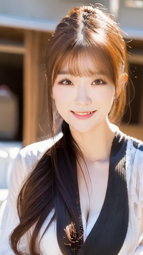 1woman, long hair, brown hair, brown eyes, cabin attendant