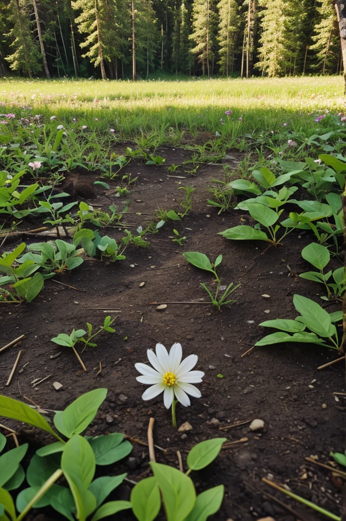 A flower sprouting in the middle of the wilderness