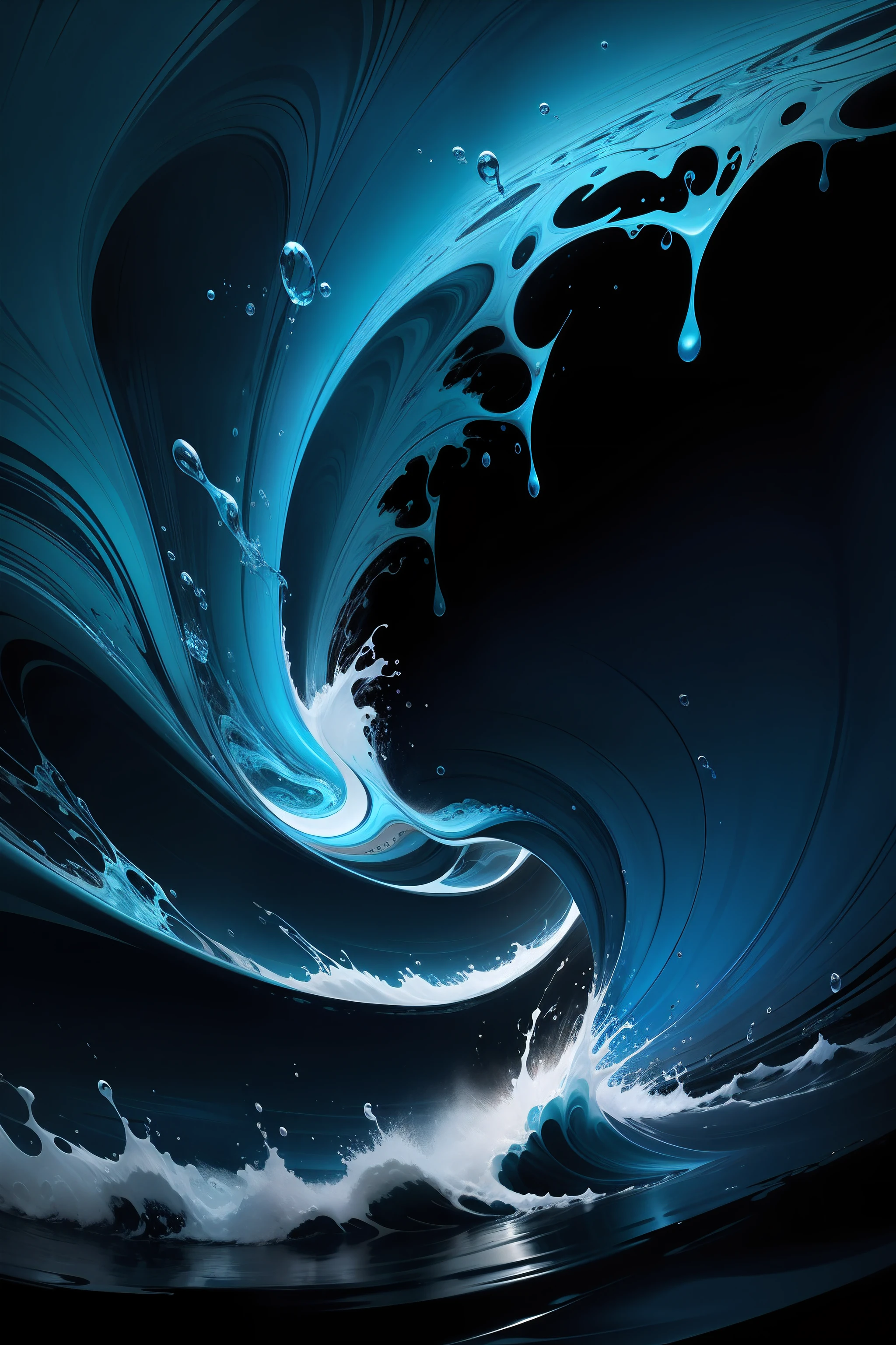 liquid abstract art, Branca, azul, noise, waves, blue variation