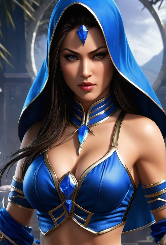 solo, Um jovem pele negra morena moreno com cabelo crespo e crespo usando digital de corpo inteiro Unreal Engine 5 8K UHD de uma garota, arte conceitual, design conceitual de personagem, wearing blue kimono with Japanese details with tight black jumpsuit with metallic armor details, armadura de armas, melhor qualidade , obra-prima, super detalhado, sharp focus, pose feminina
