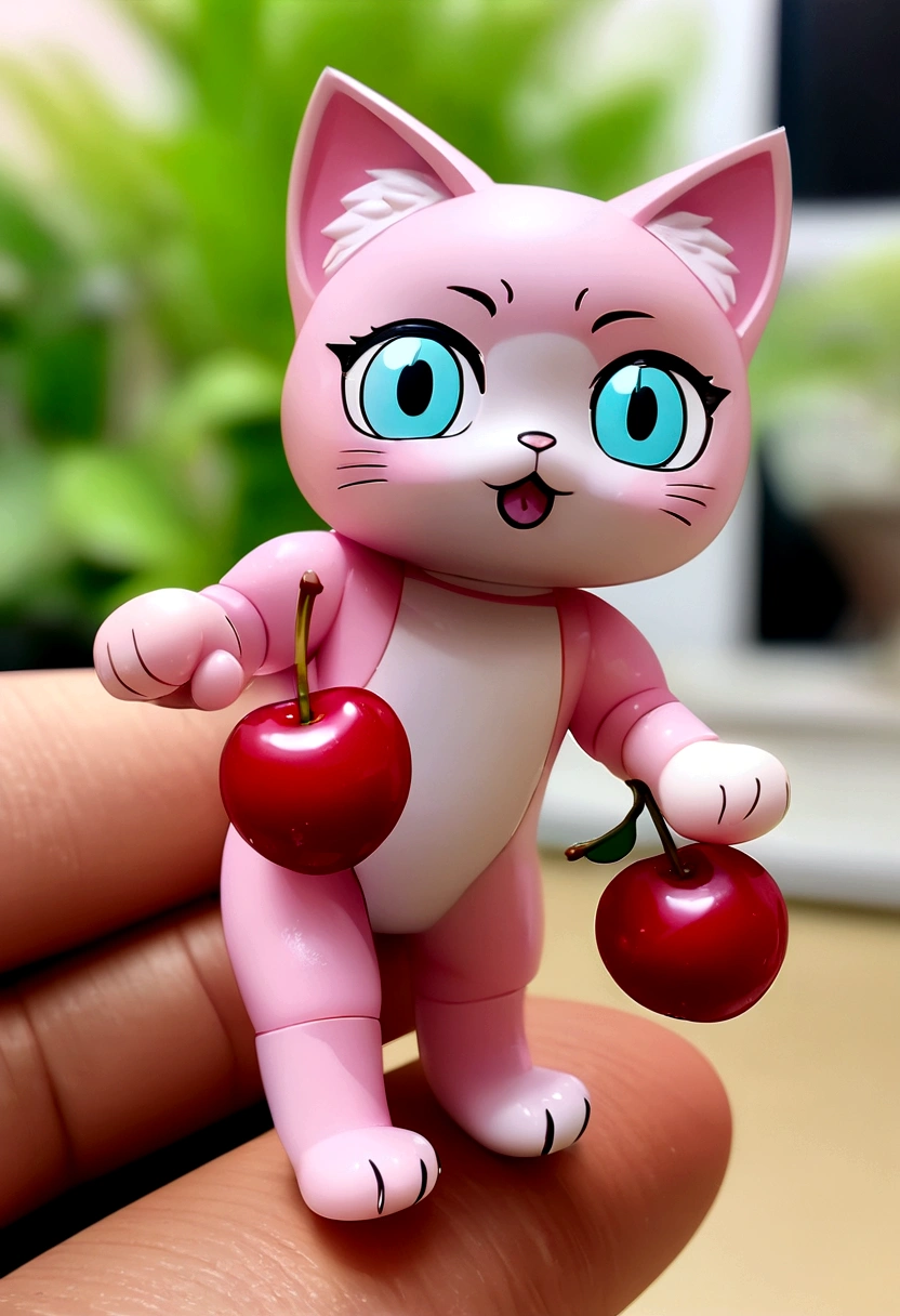 Cute vector of cherries and kittens, Anime Style, M Jenny Style, digital figure, Approaching perfection, Very detailed, Smooth, Sharp focus, figure, 4K resolution