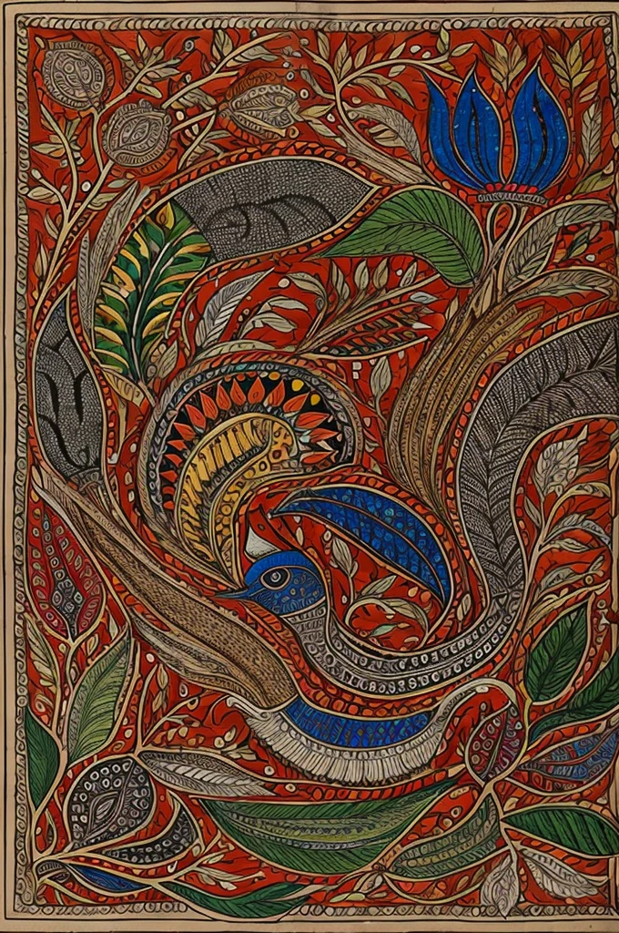 Show renewable natural resources through Madhubani art