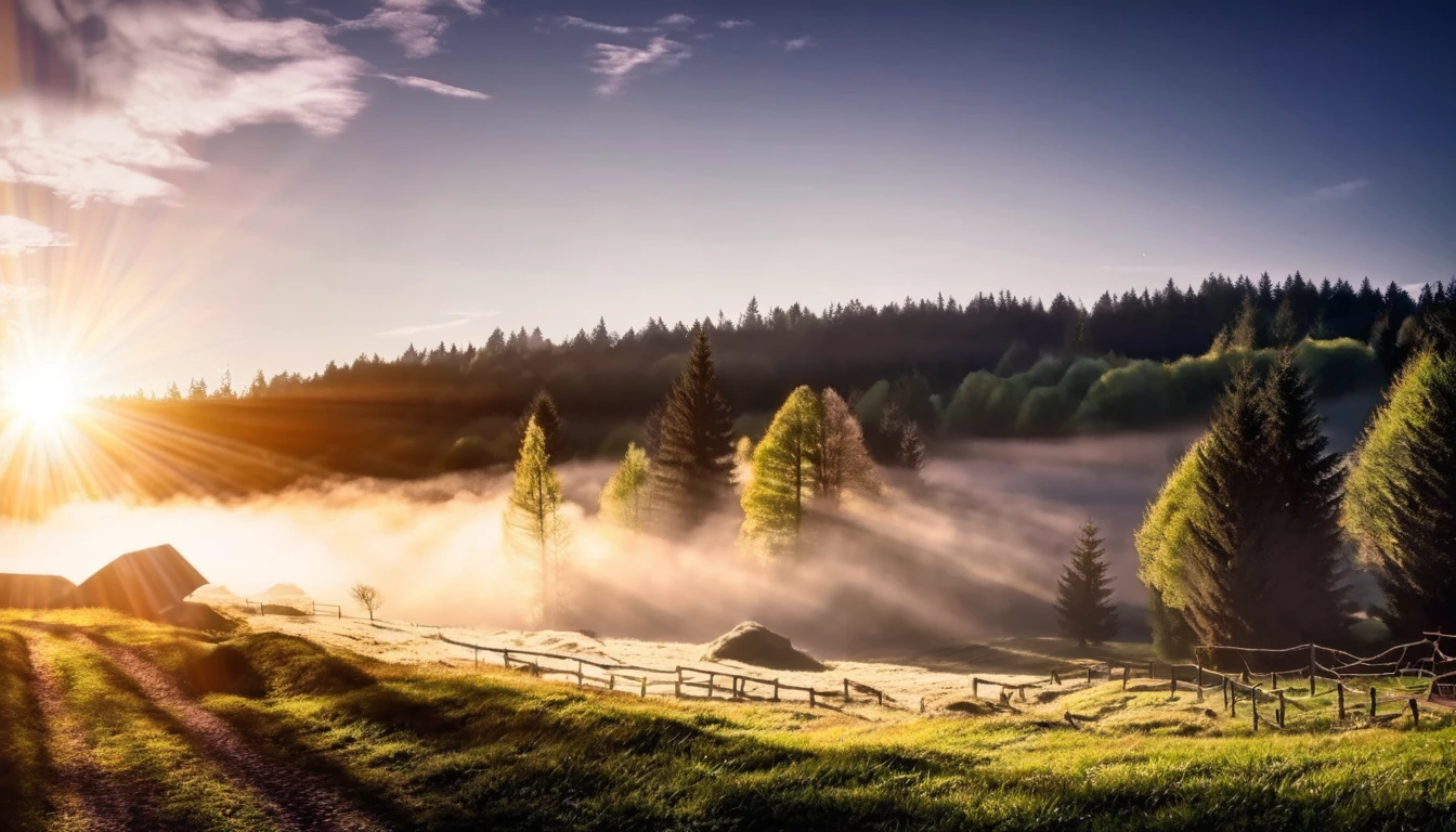 Rural landscape、Real、forest、Ultra-detailed landscapes、Portrait Photography、 Highest quality, Highly detailed 8k wallpaper, Beautiful details、Transcendently beautiful、Cinema Lighting, Lens flare,