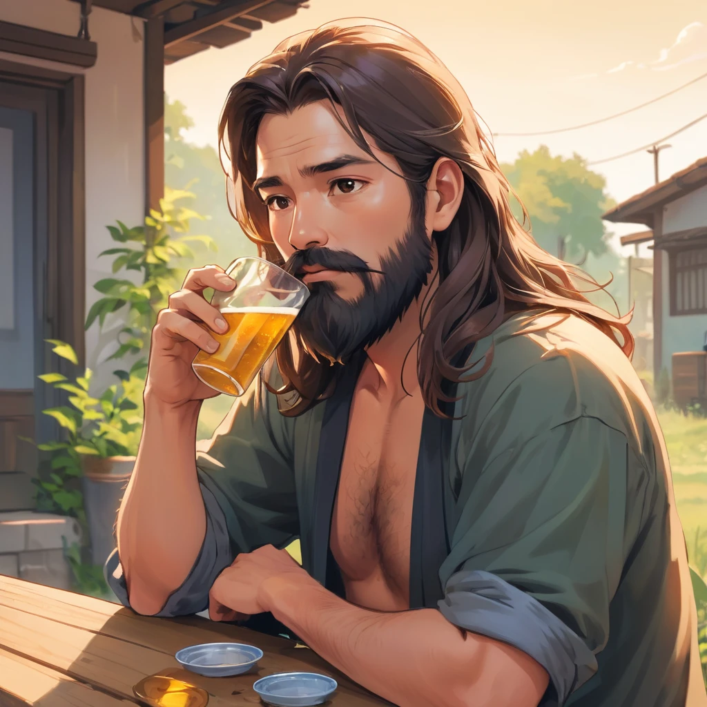 Images for Blogs in 16:9 Landscape
Image image:
#Make it with illustrations.
Unemployed uncle, 34 years old.
Long hair and beard
Sloppy
Simple background
Nomad
Lazy in the daytime drinking
Something pisses me off.