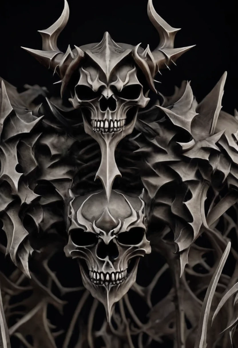 A full body skeletal demon standing head on.