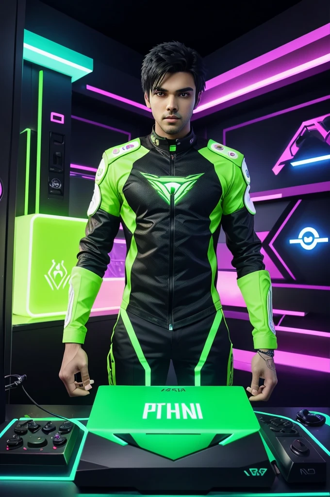 This is a gaming logo that features the name "Parth" in a futuristic font and a neon green color. and Boy Anime avtar, The logo also has a stylized controller 1 icon and a YouTube play button in the background. The logo is designed to be attractive and eye-catching, and to appeal to gaming enthusiasts and YouTube viewers. I hope you like it.