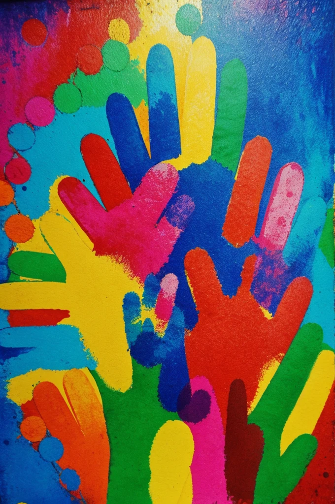 Hand print baby, background colorful, life