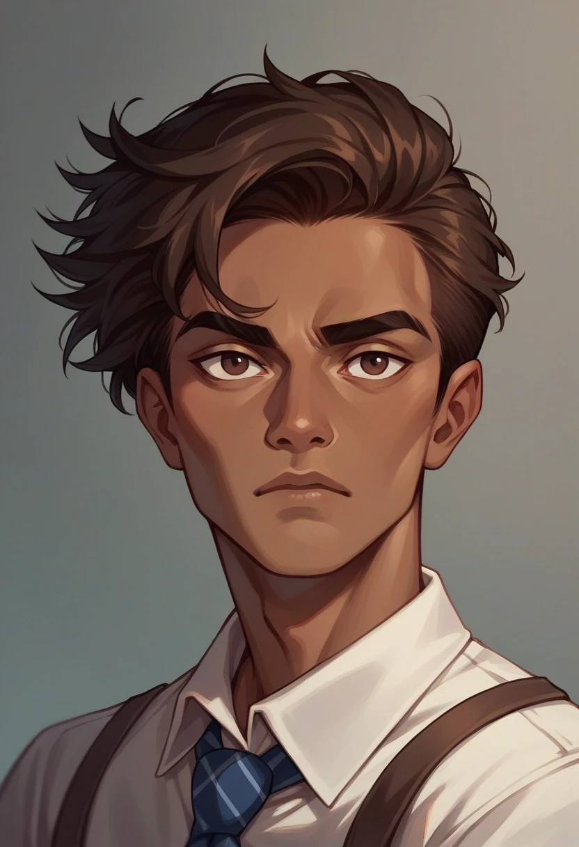 Create a high society Duke from the time of 1815 aged 27, Dark brown hair, brown eyes, with brown skin color, who lives in London