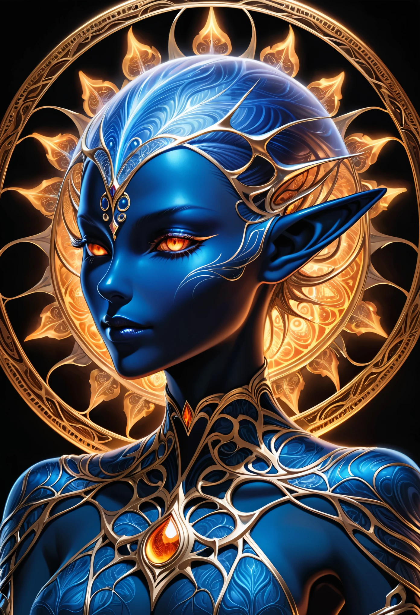 (in style of Nick Veasey:0.2),in style of Alex Grey,fantasty style dark elf,role conception，Upper Body
