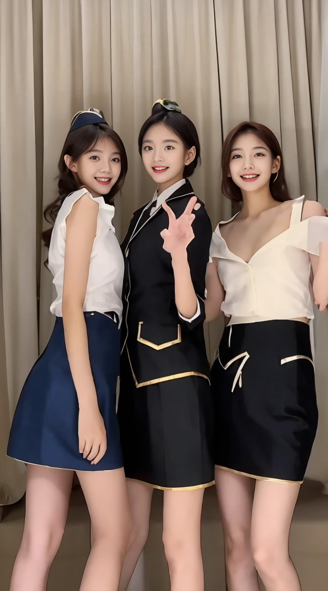 Three beautiful fashion models，Smile，