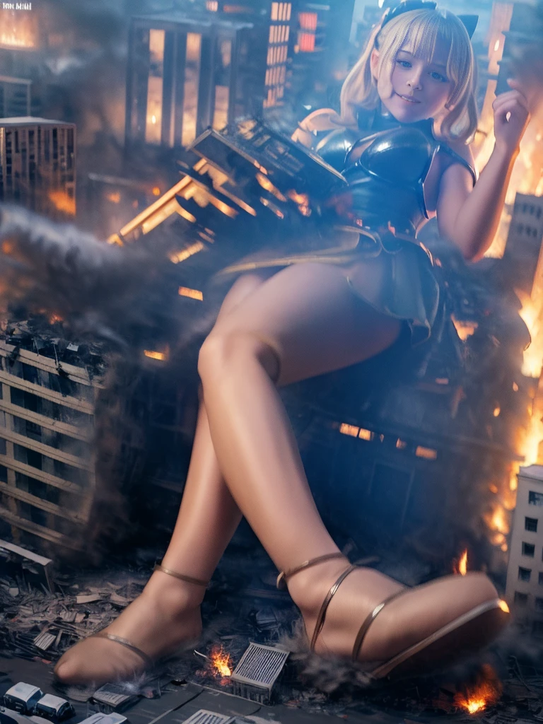 (Giantess Elements、High resolution、High resolution、high quality、Accurate body structure、Detailed body) そびえ立つ巨人のblondes少女,50,000 feet high、Looking up at the approaching woman from below、Giants attack the city、cute、blondes、Destroy a small townWomen、Destroy a small town、Mischievous look、(Maid outfit)Japanese、White skin、巨人blondes女、smile、Trampling buildings、rubble、Burning Small Town、Destroyed small building、Collapsed highway、Cars are crushed、Evacuating residents、sunset、Burning Small Town、go ahead、walk、Trampling、Anatomically correct、Accurate human body、Accurate skeleton、Full body portrait、blue eyes、Rubble scattered at my feet、Higher than skyscrapers、Big impact、amazing、Giantess Elements、Draw a woman in a big way、Increase the destructive element、Make the city smaller
