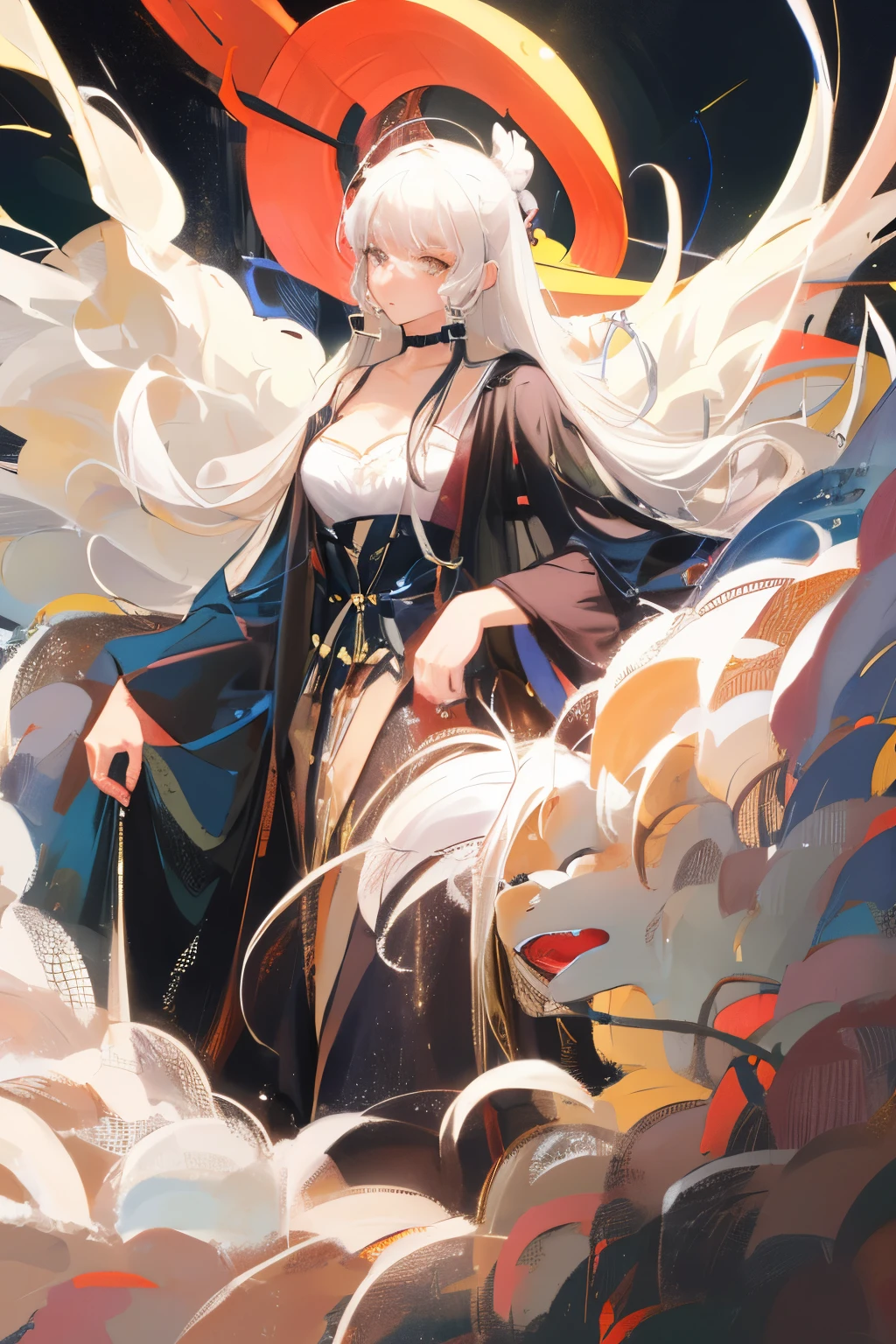 ((masterpiece, superb, Very detailed, high resolution)), Solitary, beautiful girl, Bright Eyes, Perfect eyes, 15 years old, Black and white gold theme,