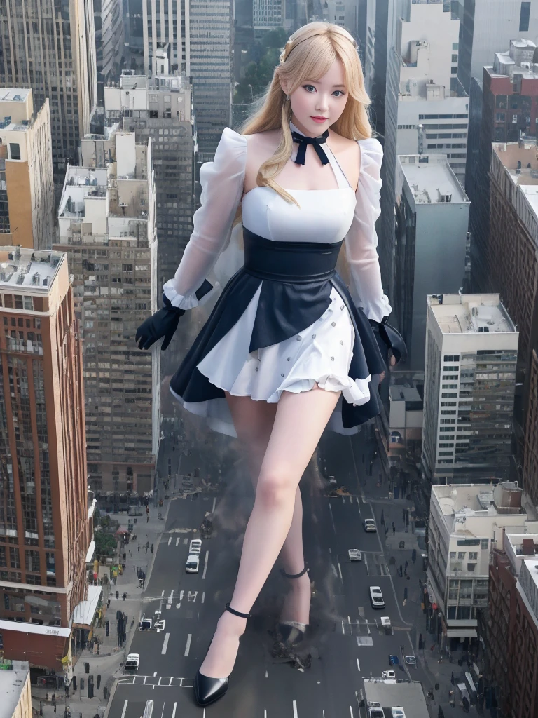 (Giantess Elements、High resolution、High resolution、high quality、Accurate body structure、Detailed body) Towering giant blondes girl,50,000 feet high、Looking up at the approaching woman from below、Giants attack the city、cute、blondes、Destroy a small townWomen、Destroy a small town、Mischievous look、(Maid outfit)Japanese、White skin、Giant blondes female、smile、Trampling buildings、rubble、Burning Small Town、Destroyed small building、Collapsed highway、Cars are crushed、Evacuating residents、sunset、Burning Small Town、go ahead、walk、Trampling、Anatomically correct、Accurate human body、Accurate skeleton、Full body portrait、blue eyes、Rubble scattered at my feet、Higher than skyscrapers、Big impact、amazing、Giantess Elements、Draw a woman in a big way、Increase the destructive element、Make the city smaller
