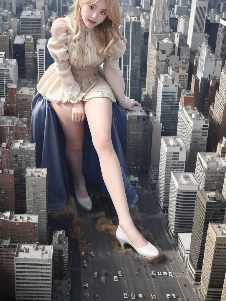 (Giantess Elements、High resolution、High resolution、high quality、Accurate body structure、Detailed body) Towering giant blondes girl,50,000 feet high、Looking up at the approaching woman from below、Giants attack the city、cute、blondes、Destroy a small townWomen、Destroy a small town、Mischievous look、(Maid outfit)Japanese、White skin、Giant blondes female、smile、Trampling buildings、rubble、Burning Small Town、Destroyed small building、Collapsed highway、Cars are crushed、Evacuating residents、sunset、Burning Small Town、go ahead、walk、Trampling、Anatomically correct、Accurate human body、Accurate skeleton、Full body portrait、blue eyes、Rubble scattered at my feet、Higher than skyscrapers、Big impact、amazing、Giantess Elements、Draw a woman in a big way、Increase the destructive element、Make the city smaller