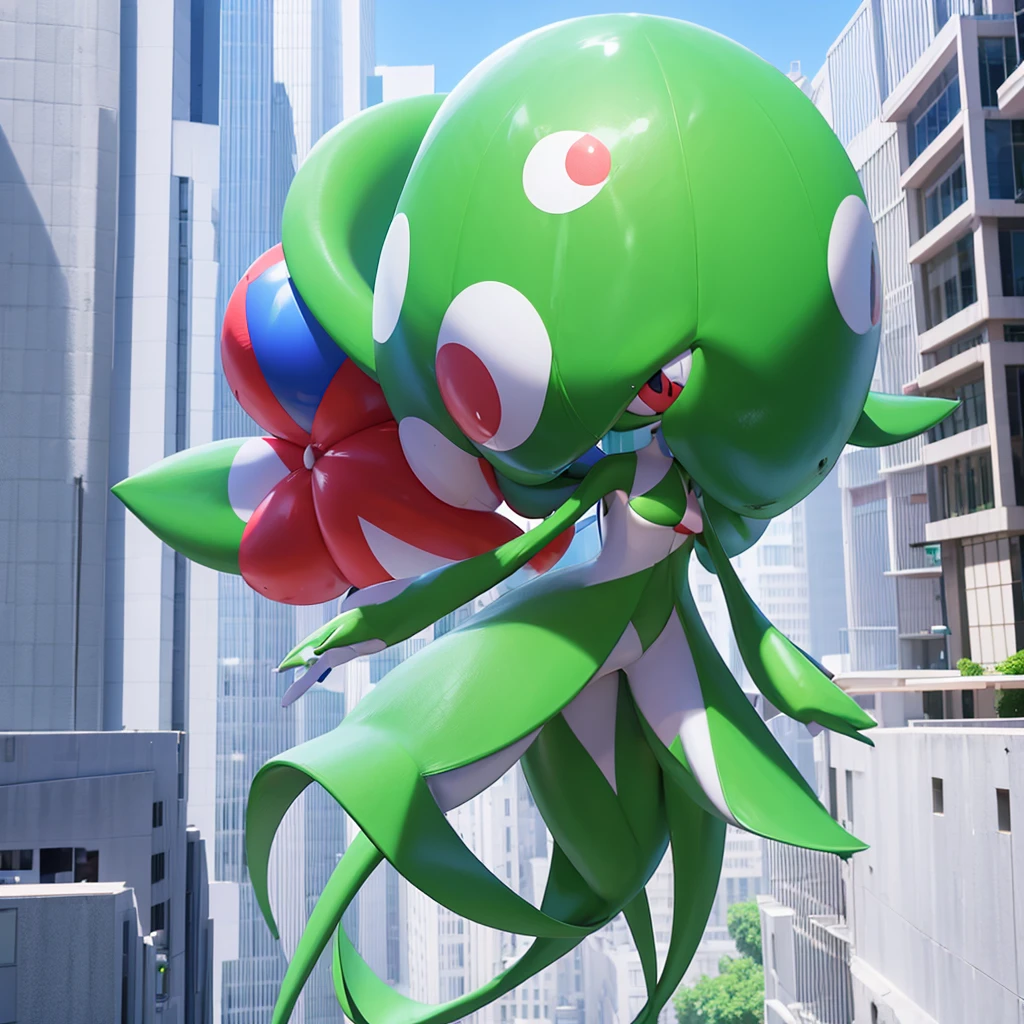 Pokémon Gardevoir made from giant balloon flying through the city close to exploding