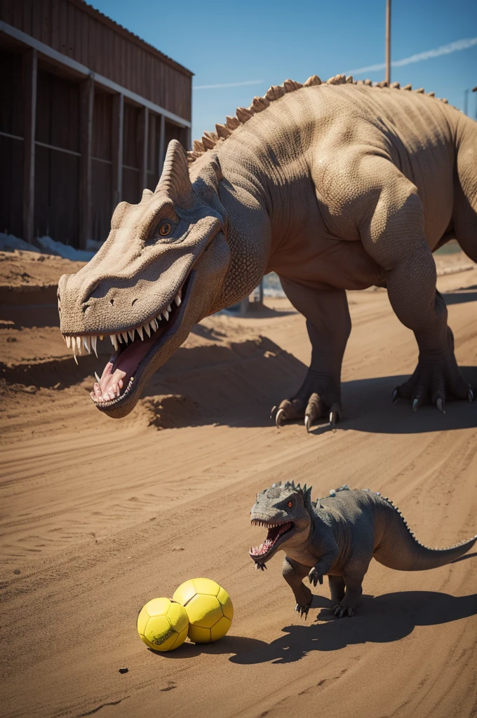 Create dinosaur playing ball