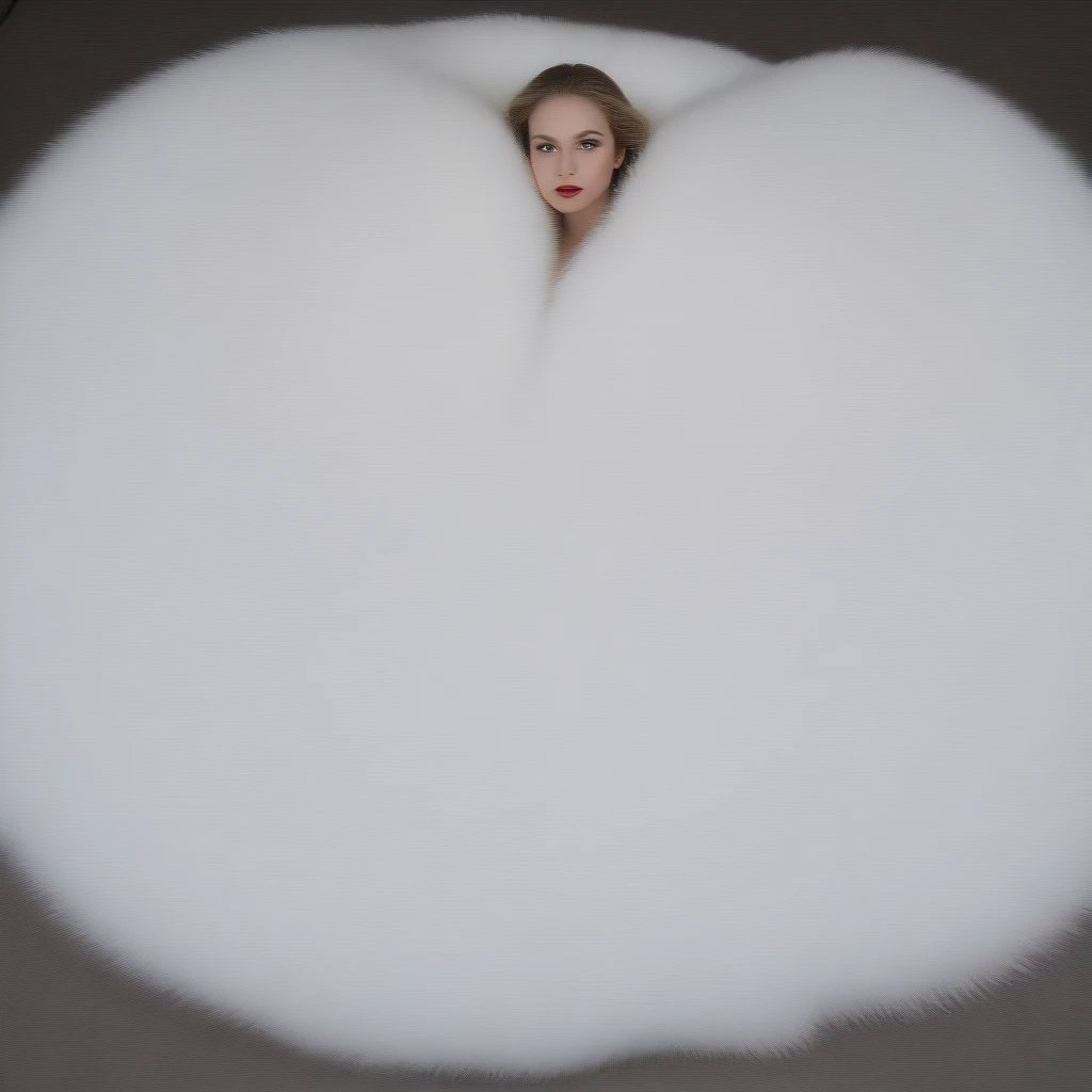 A very wide and very thick, very long white fox fur coat, fifty centimeters d&#39;thickness, fluffy, naturel, with an ultra thick white and sand mink fur collar, Trois couches, sur MILF 45 ans, bare shoulders, and two big breasts revealed by the fur, under the sun , yacht deluxe, port of Monaco , en haute résolution de la plus high quality、,Photo 8K HDR), realistic texture, realistic shadows,