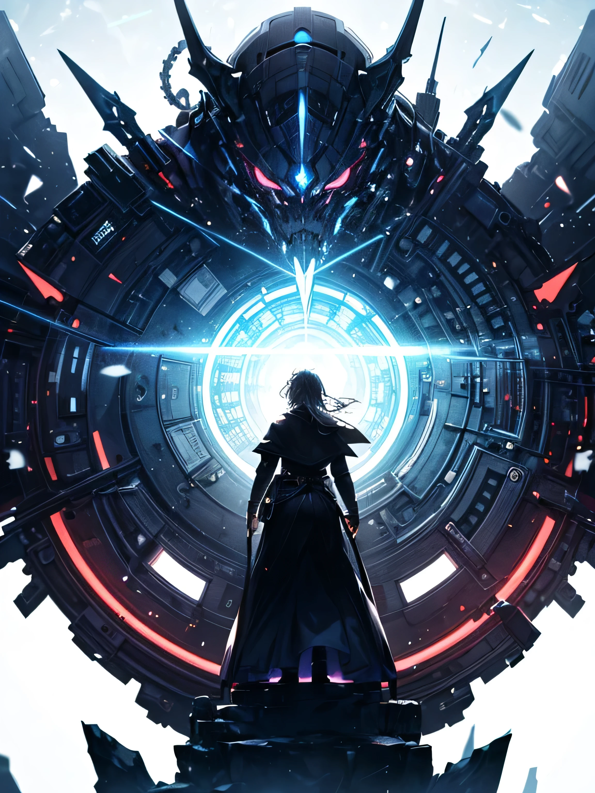((((masterpiece, best quality, Very detailed, Very_expensive_solve, Large target_File size, Rich colors)))), ((((Modern stress society)))), Abstract illustration, CG, Dark worldview, Fantasy World, Big black vortex, The Spear of Longinus pierces the black vortex