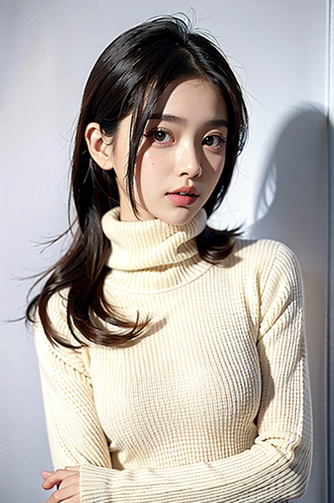 1girl,sweater,white background,