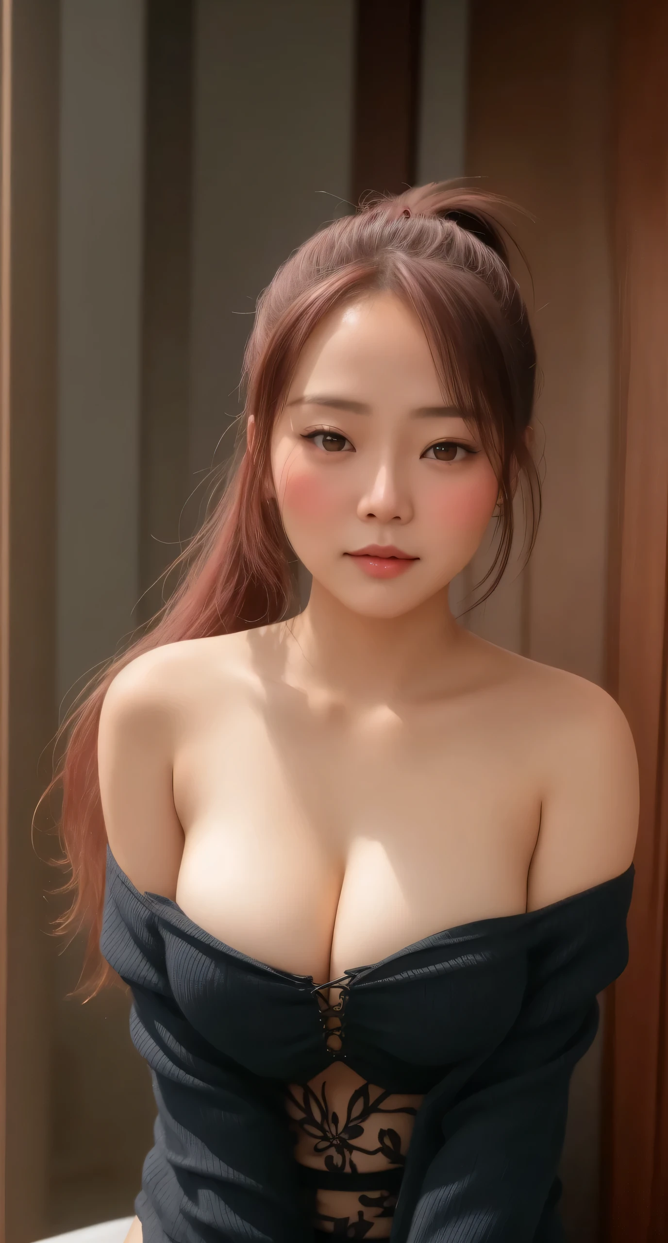 Filipina woman, Intimate, moaning face blush, red blushy cheeks, ponytail, feeling horny, beautiful thighs, in love, Having an orgasm, wearing summer mini dress