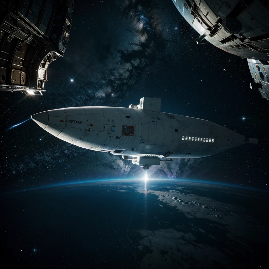 A space ship in outer space