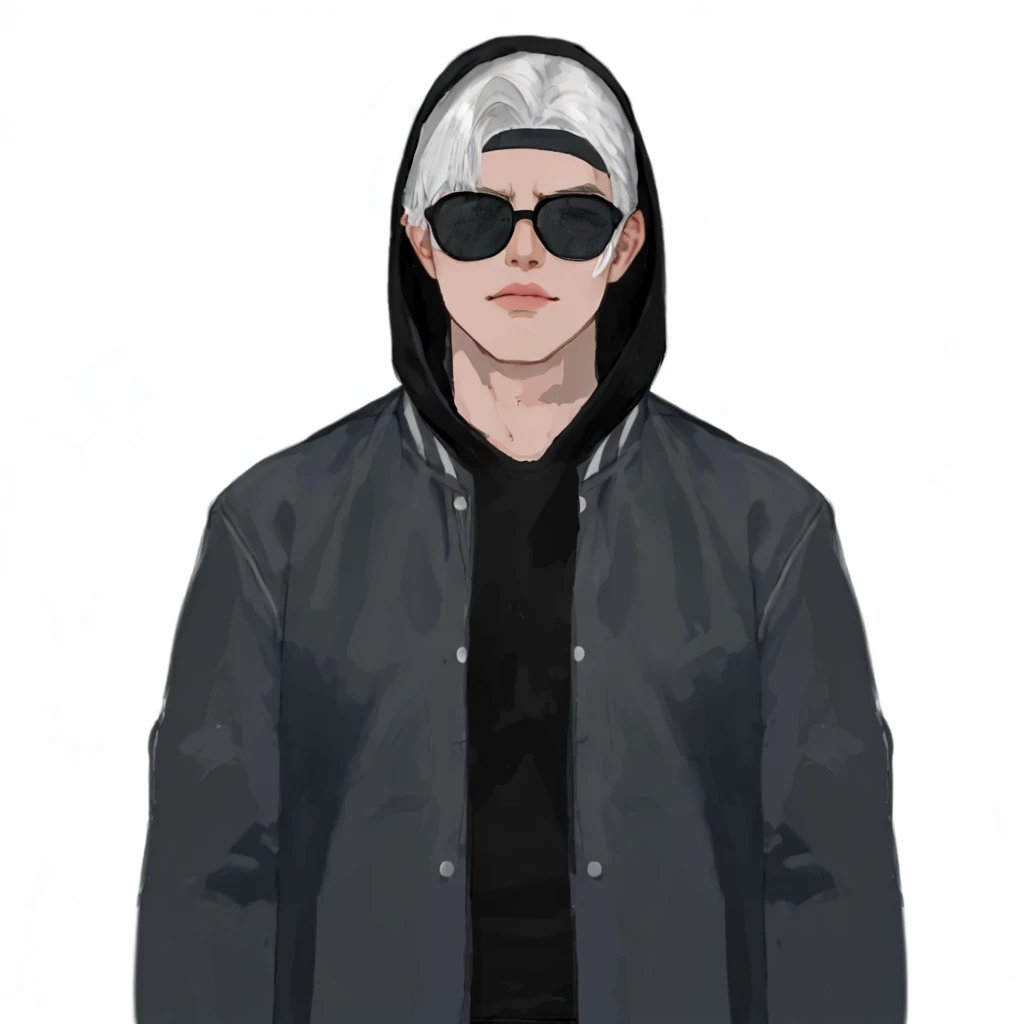 (masterpiece:1.2, best quality), (1men, solo, upper body:1.2),flat face,Hair: buzz cut, Clothing: oversized, distressed denim jacket with patches and pins, paired with black skinny jeans and combat boots, Hanging out in an underground music venue or street art exhibit