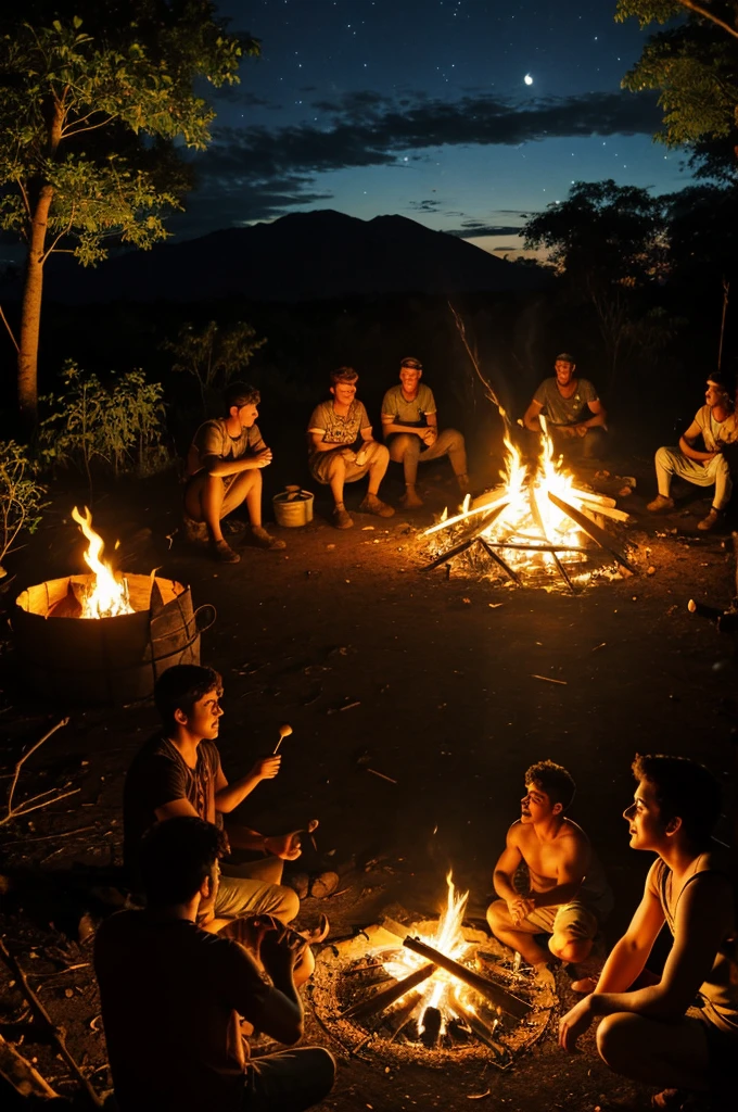 As night fell over the jungle, the animals gathered around a bonfire to celebrate. They roasted marshmallows and sang silly songs.