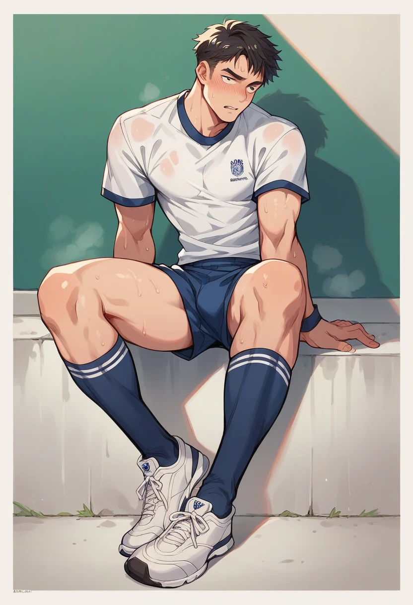 School soccer boy sweaty socks