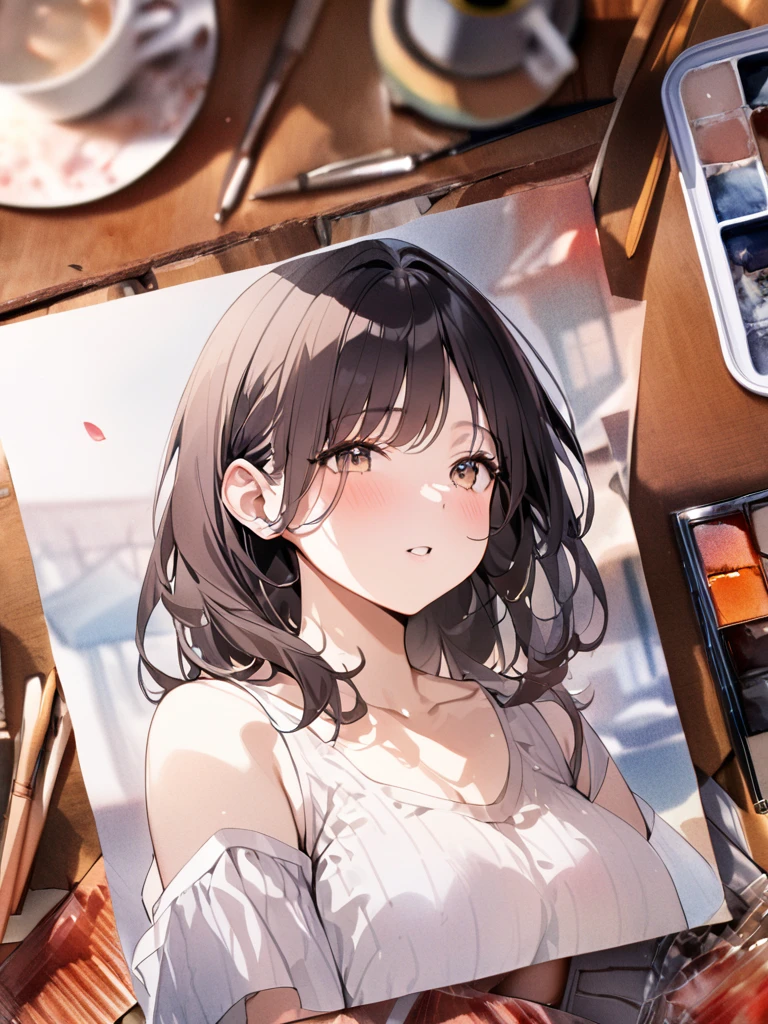 (8K, best quality, masterpiece),1girl, watercolor(medium), {Practical, original photo, Ultra-fine transparent, image, (Influenced by Yoshitaka Amano's style:1.6)}, Practical Light, Delicate skin, (Beautiful slim woman, 25 years old, Court Knight:1.5), Thin legs, Fine particles, Long white hair, Detailed fingers, Thin, sex, Ecstasy expression, 动感sex感的姿势, (巨大有弹sex的坚挺胸部:1.4), (sex感指挥官的盔甲, Long skirt, Long red cape, boots:1.2),(The armor has a larger chest opening;1.6), Exposing breasts, (Arcadia, Flower Storm, Many flowers:1.8), Unobscured,Beautiful scenery, (Flowers, Wind and Moon:1.5), Vivid colors, High contrast, High Saturation