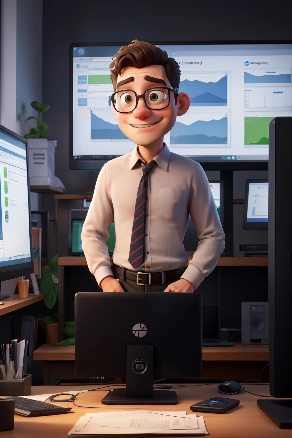 cryptocurrency investor in front of a computer with a bunch of graphics