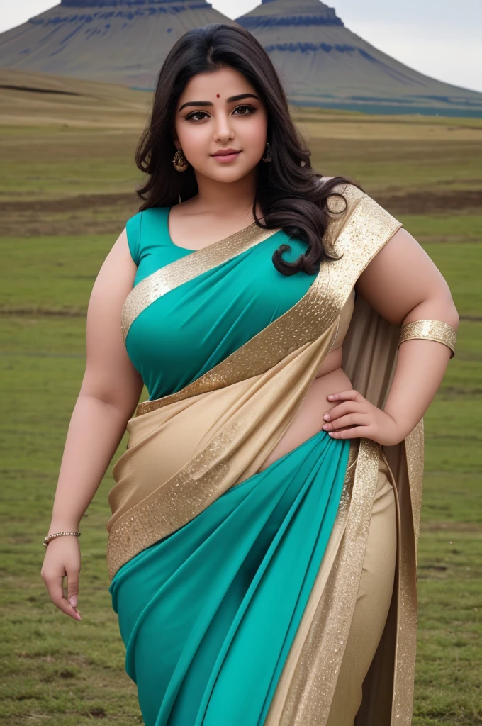 1 Heavenly beautiful and goddess beauty cute and sweet looking face Arabian woman in front of Kirkjufell hill, Heavenly beautiful Overweight, Heavenly beautiful Extremely fat, Heavenly beautiful and attractive Chubby figure , Heavenly beautiful looking and eye catching luxury style saree , reaching out, Heavenly beautiful Arabian woman, 16k, High resolution, masterpiece, highest quality, fine skin, close up figure view, Realistic Photograph