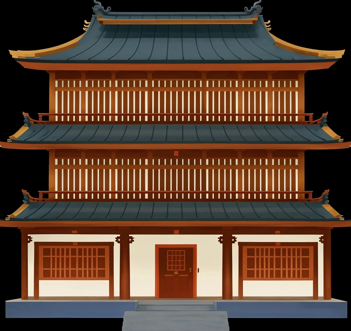 a cartoon illustration of a pagoda with a blue roof, european japanese buildings, an extremely detailed building, japanese temple, japanese house, zen temple background, ancient japanese architecture, temple background, background depicting a temple, a temple, japanese temples, japanese architecture, chinese building, japanese town, inspired by Tōshi Yoshida, temple, digital painting of a pagoda