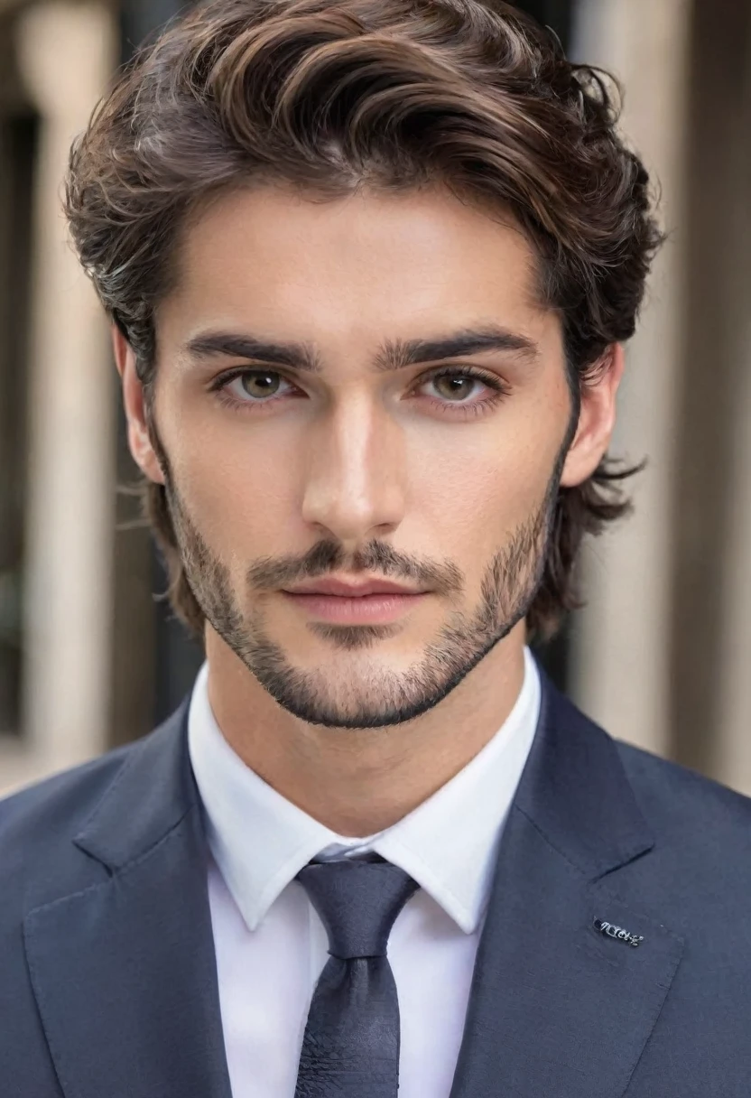 Man in suit looking at camera, face perfect, perfect handsome face, Handsome face, Inspired by Luca Zontini,good looking face, really good looking face!!, handsome attractive face, looking intensely at the camera, Rafael Personas, handsome detailed face