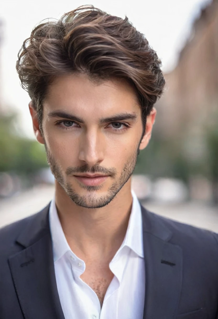 Man in suit looking at camera, face perfect, perfect handsome face, Handsome face, Inspired by Luca Zontini,good looking face, really good looking face!!, handsome attractive face, looking intensely at the camera, Rafael Personas, handsome detailed face