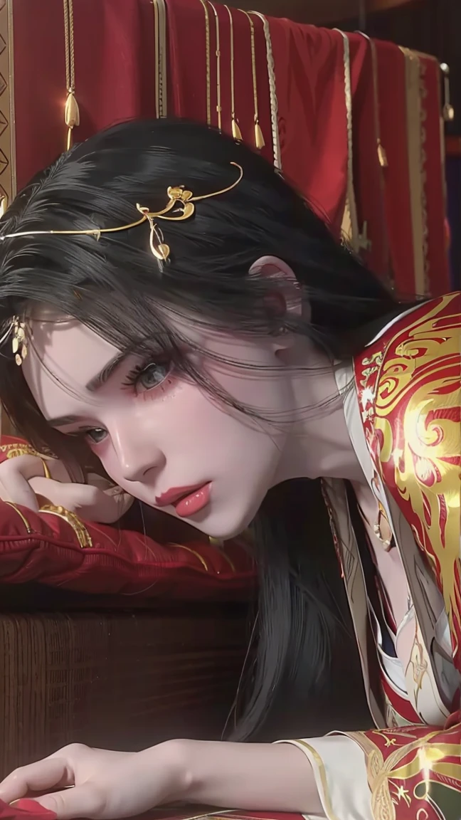 一个女孩Lying in bed,Face up,Raise your legs slightly,Front view super detailed beautiful big breasted girl 16 years old. Ultra HD, 4K, 8K, Movie,whole body,Lying down,Long legs,Very big breasts,whole body捕捉,(((Lying in bed))),(((whole bodyLying in bed))),big bed,Lying in bed,Sleeping on the pillow,Lying down,Headrest pillows