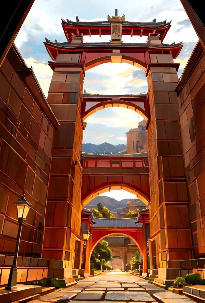 An ancient stone arch bridge,There are three arches