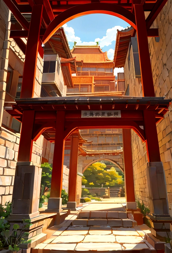 An ancient stone arch bridge,There are three arches