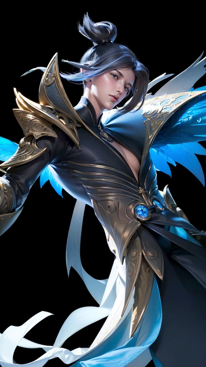 masculine male, masterpiece, ((perfect eyeest quality, (semirealism:1.9), beautiful lighting, (extremely detailed CG unity 4k fhd wallpaper), High Detail, Sharp focus, dramatic outdoors, 1 boy ,19 years old, white hair, black hair, light purpel eyes, smile.