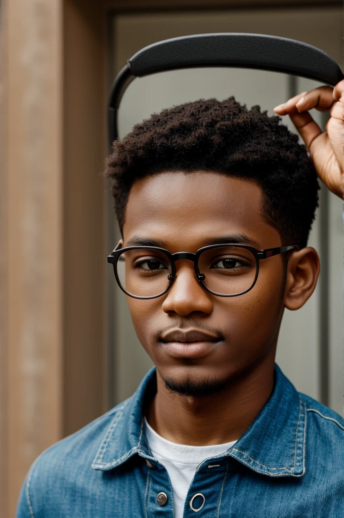 Boy wearing eyeglass with brown skin